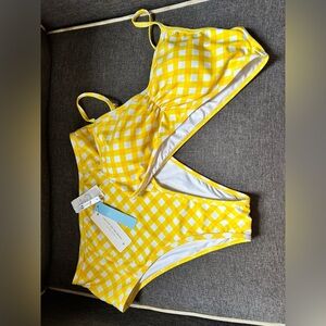 CupShe high waisted yellow Gingham Bikini